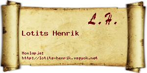 Lotits Henrik névjegykártya